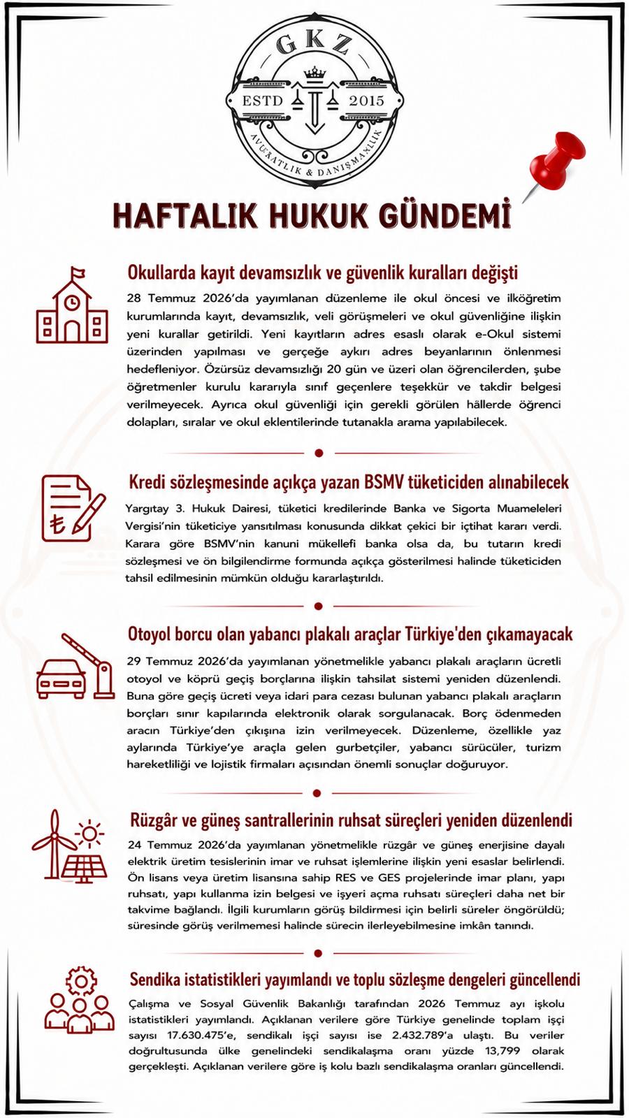 28 Temmuz Haftalık Hukuk Gündemi